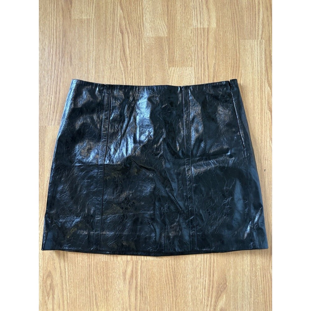 NWT J Crew Black Distressed Faux Leather Mini Skirt Size 12T
